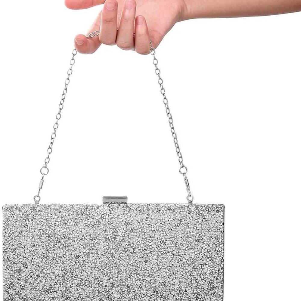 Glitter Leather Rhinestone Clutch Bag Crossbody Evening Wedding Party Women